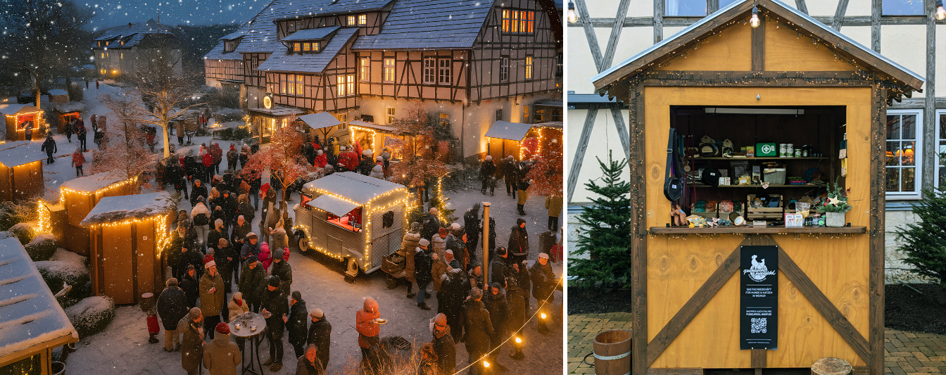Auch 2025 findet Ihr »pudelwohl &mopsfidel« erneut mit einer eigenen Hütte auf dem wunderschönen Weihnachtsmarkt im »Spa & GolfResort Weimarer Land«